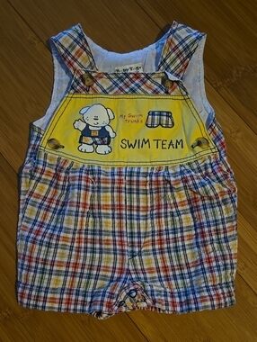 VINTAGE Baby Togs Plaid Shortalls - 6-9m